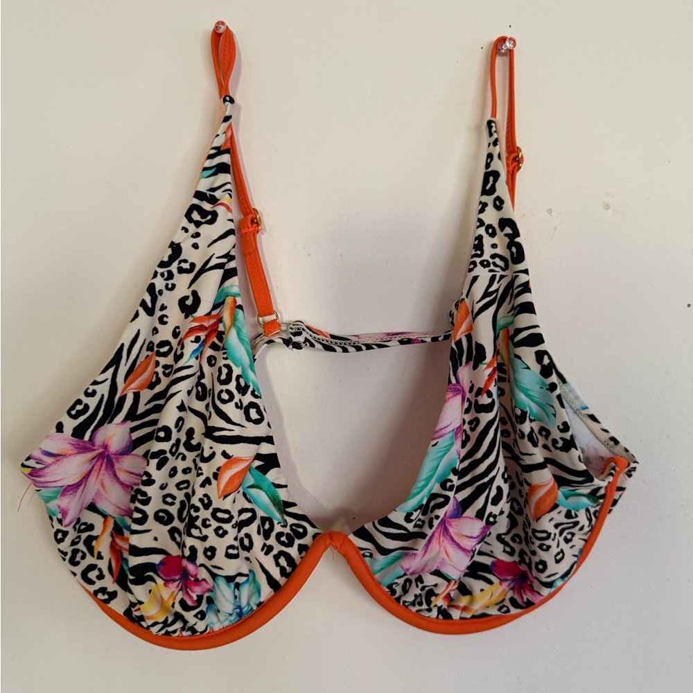 Heat Floral and Animal Print Bikini Top